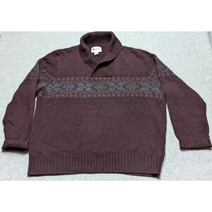 Haggar Men's Sweater Cowl Neck Maroon Long Sleeve Pullover Size XL